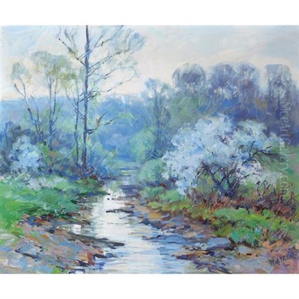 Trees By A Stream In Spring - view 1