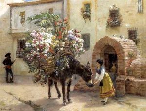 La Marchande De Fleurs A Seville by Paul Vayson