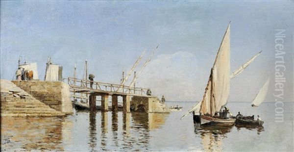 Marinha - Barcos E Figuras Junto A Cais - view 1