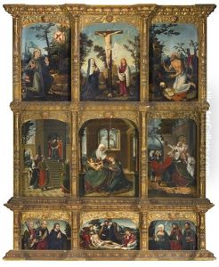 An Altarpiece With Scenes From The Life Of The Virgin by Antonio Vazquez