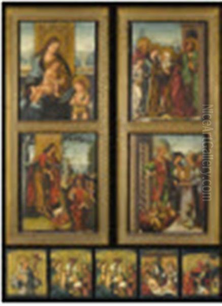 Virgin And Child With The Infant St. John The Baptist (+ 8 Others; 9 Works From An Altarpiece) - view 1