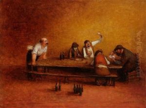 Joueurs De Cartes A L'auberge by Jean Veber