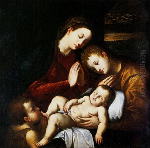 La Vierge, L'enfant Jesus, Saint-jean-baptiste Et Un Ange - view 1