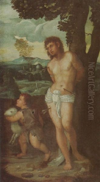 Der Heilige Sebastian Und Johannes Der Taufer Als Knabe Vor Einer Landschaft - view 1