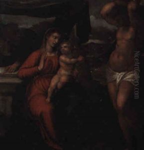 Die Heilige Familie Mit Dem Heiligen Sebastian by Francesco Vecellio