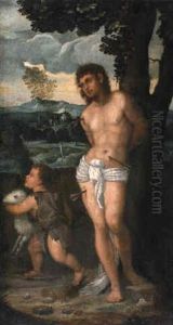 Hl. Sebastian Und Johannes Der Taufer Als Knabe by Francesco Vecellio