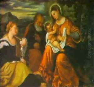 The Holy Family With Saint Catherine by Francesco Vecellio