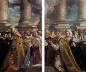 Il Papa, Il Doge Ed Un Re Inginocchiati & La    Dogessa E Alcune Dame Inginocchiate