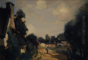 Landscape With A House By A Country Road by Elihu Vedder