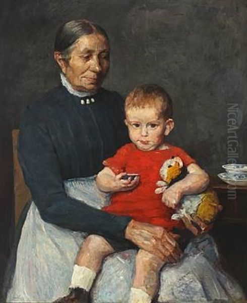 Portrait Of A Young Boy And His Nanny - view 1