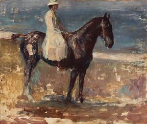 The Artist's Wife On Horseback (study) by Herman Albert Gude Vedel