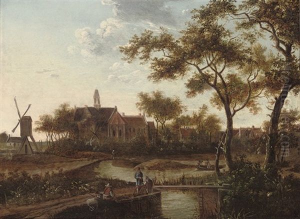 A River Landscape With Travellers On A Track - view 1