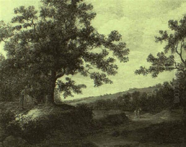 Wooded Landscape With Horseman On A Path - view 1