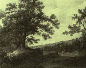 Wooded Landscape With Horseman On A Path