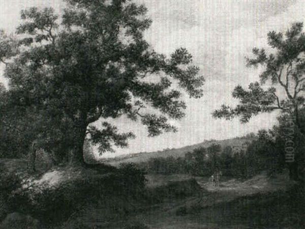 A Wooded Landscape With Horsemen On A Path - view 1