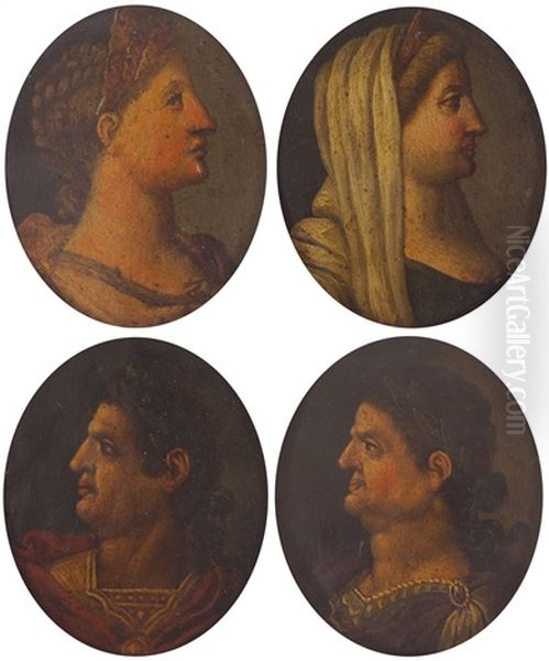Set Of Four Cabinet Portraits Of Roman Emperors And Empresses - view 1