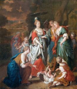 De Vondst Van Mozes In Zijn Rieten Mandje Door De Dochter Van De Farao by Pieter van Veen