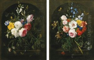 Natures Mortes Aux Fleurs Dans Un Vase De Cristal