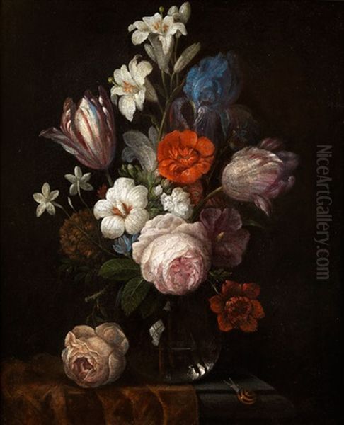 Blumenbukett In Einer Kristallvase - view 1