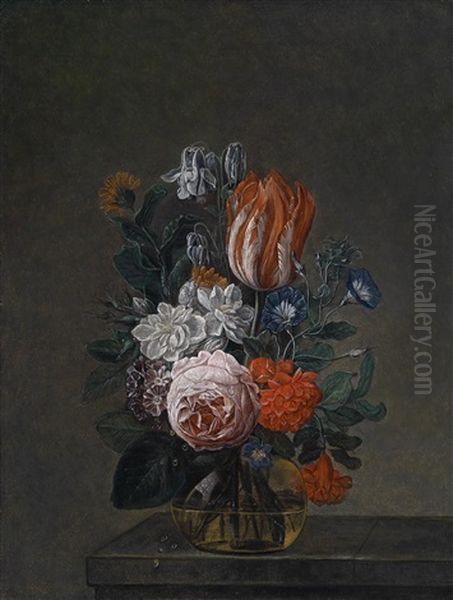 Ein Blumenbouquet In Einer Glasvase - view 1