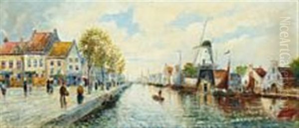 People Strolling In A Dutch Port City - view 1