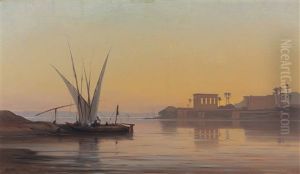 The Temple At Philae by Auguste Louis Veillon