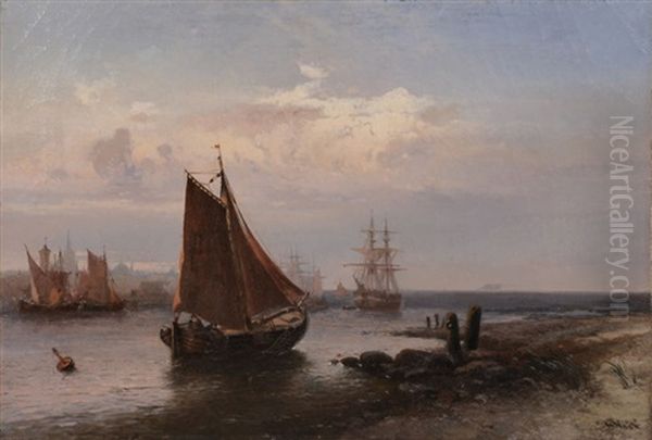 Segelschiffe Und Fischerboote Auf Der Scheldemundung - view 1