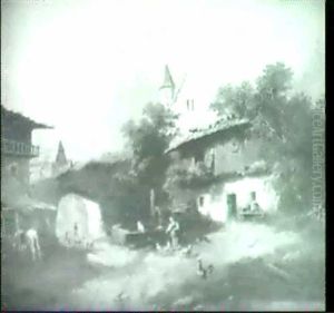 Gebirgsdorf Mit Einer Schmiede. by Josef Veiter