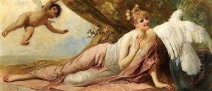 Recumbent Beauty With A Putto And A Cockatoo