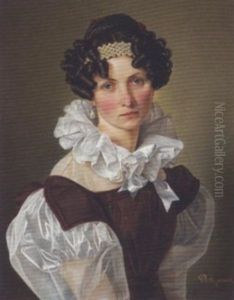 Brustportrait Einer Augsburgerin Mit Perlenhaarband