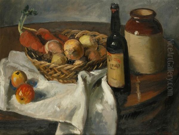 Stillleben Mit Zwiebel Und Flasche - view 1
