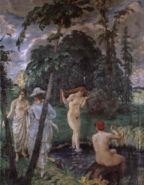 Badende Frauen Am Teich - view 1