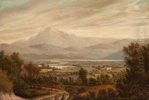 Vista Del Valle De Mexico Con El Volcan Popocatepetl by Jose Maria Velasco