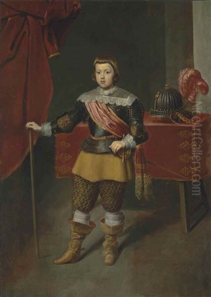 Portrait Of The Infante Baltasar Carlos (1629-1646), Son Of King Philip Iv Of Spain And His Wife Isabella Of Bourbon, Full-length, In Armour With A Red Sash - view 1
