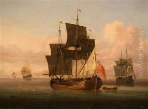 A Captured Dutch Fluyt In A Calm by Willem van de Velde III