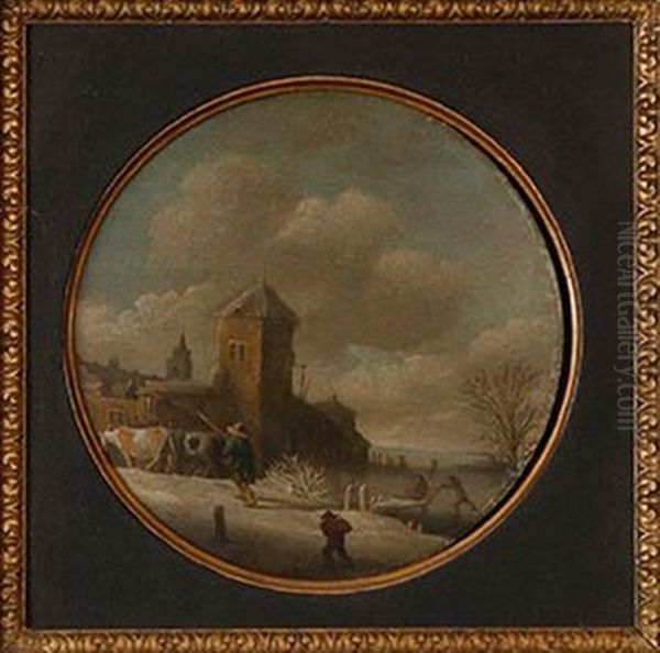 Paysage De Neige Anime De Personnages Et De Patineurs - view 1