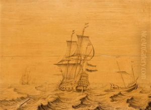 Ships On A Choppy Sea by Willem van de, the Elder Velde
