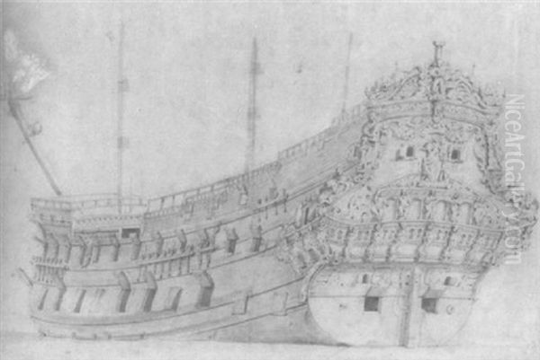 Study Of A Dutch Warship Observed From The Stern - view 1