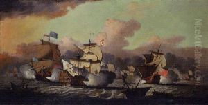 The Battle Of La Hogue by Willem van de, the Elder Velde