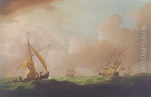 British Frigates, A Dutch Waterschip And Other Shipping In Choppy Seas Off Portsmouth (?) British Frigates, A Dutch Waterschip And Other Shipping In Choppy Seas Off Portsmouth (?)