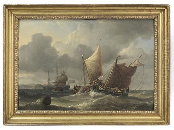 Dutch Shipping Boats Colliding In A Heavy Sea - view 1
