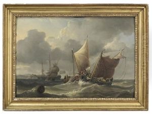 Dutch Shipping Boats Colliding In A Heavy Sea