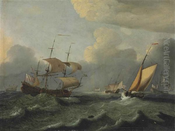 An English Man-of-war And Other Vessels In A Gale - view 1