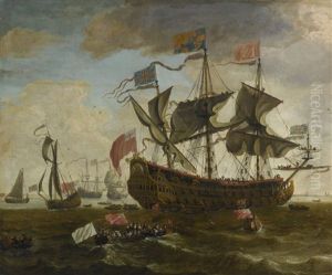 A Gathering Of English Ships, Possibly Depicting The Royal Prince