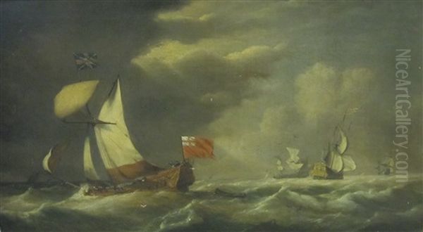 An Admiralty Yacht With An Admiral-of-the Fleet Aboard Bearing Away From Ships Of The Fleet Ahead Of An Approaching Storm - view 1