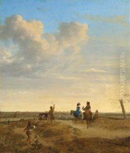A Hawking Party In An Extensive Landscape A Hawking Party In An Extensive Landscape