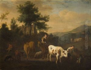 Landscape With Animals By Waterhole