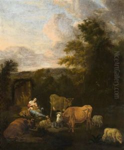 Rastende Hirtin Mit Ihrem Kind by Adriaen Van De Velde