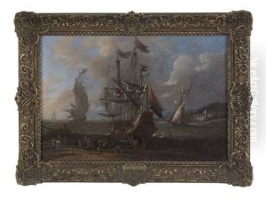 Pulling Into Port by Adriaen Van De Velde