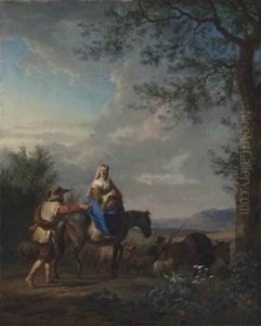 Travellers In An Italianate Landscape by Adriaen Van De Velde